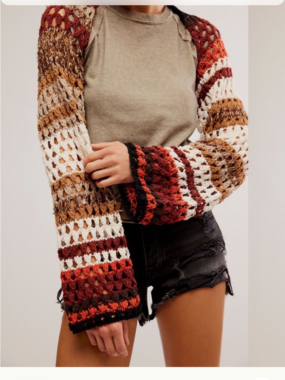 Free People Gia Crochet Shrug in Beachy Combo New with Thread Ends - Picture 3 of 12
